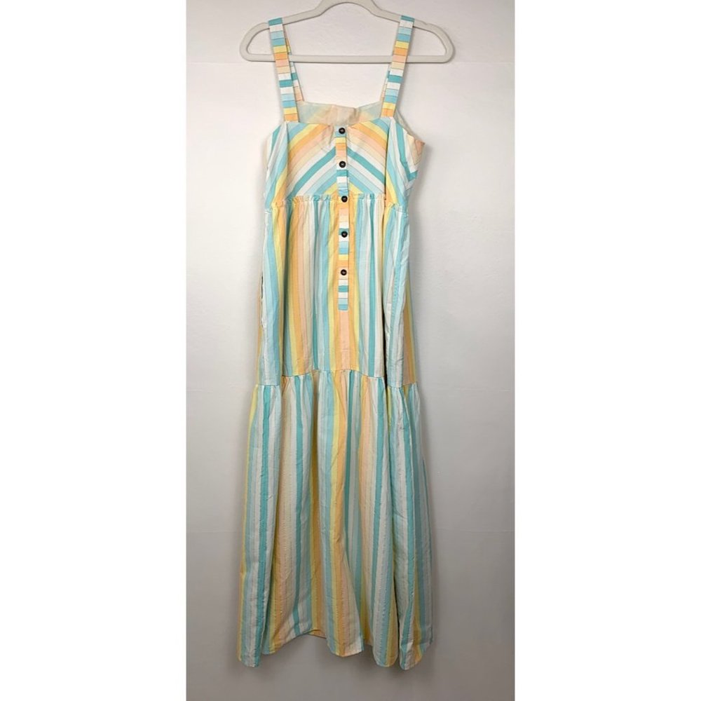 NWT SAYLOR Nandi Sleeveless Stripe Maxi Dress Rainbow Medium - Picture 5 of 12